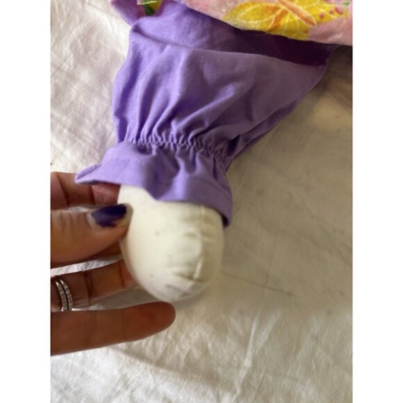 Vtg 80s Folk Art Hand Made Easter Bunny Rabbit Plush Doll Whimsical Dress Apron - Picture 3 of 11